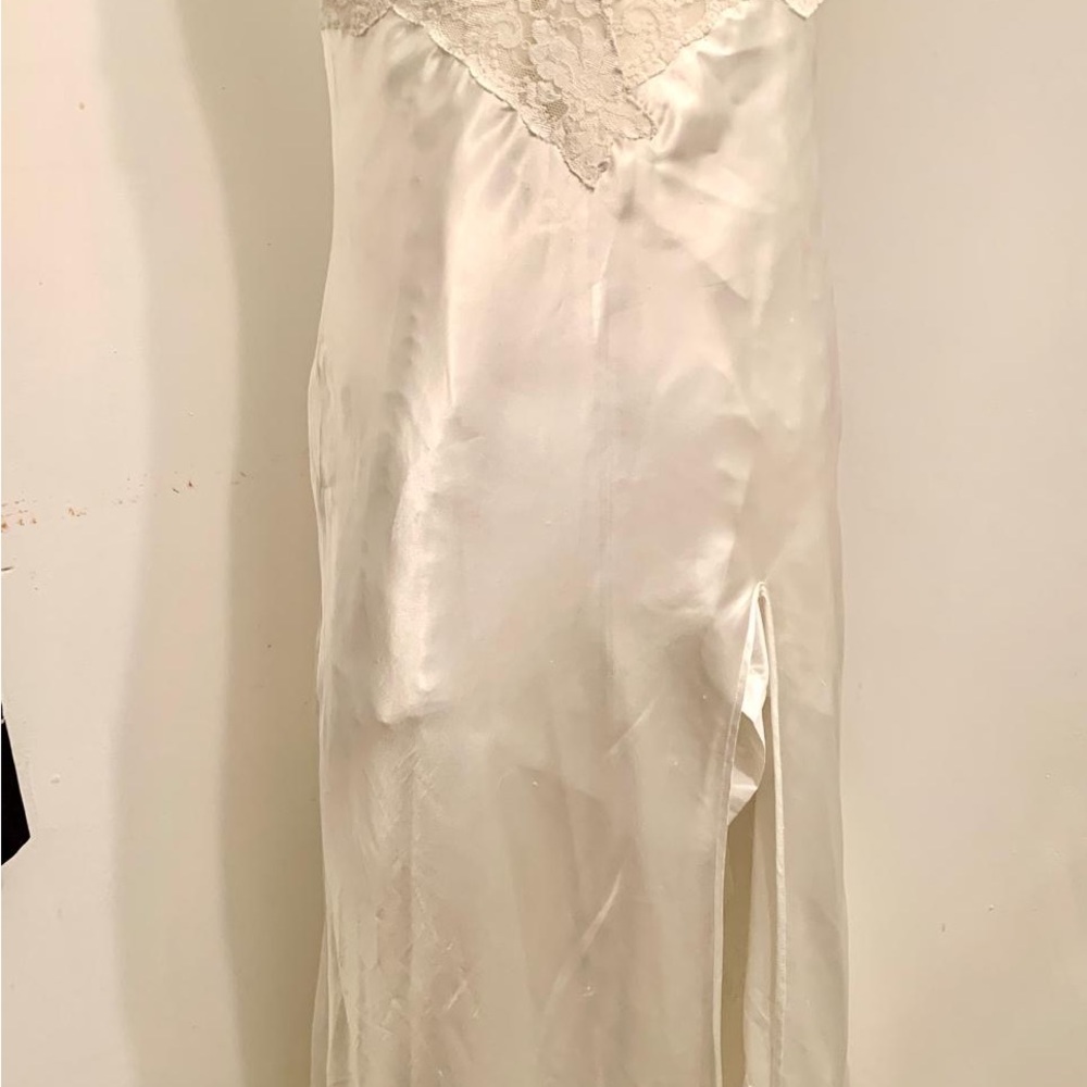 Vintage White Lace-Trim Satin Slip Dress - Women Intimates & Sleepwear - Picture 5 of 9